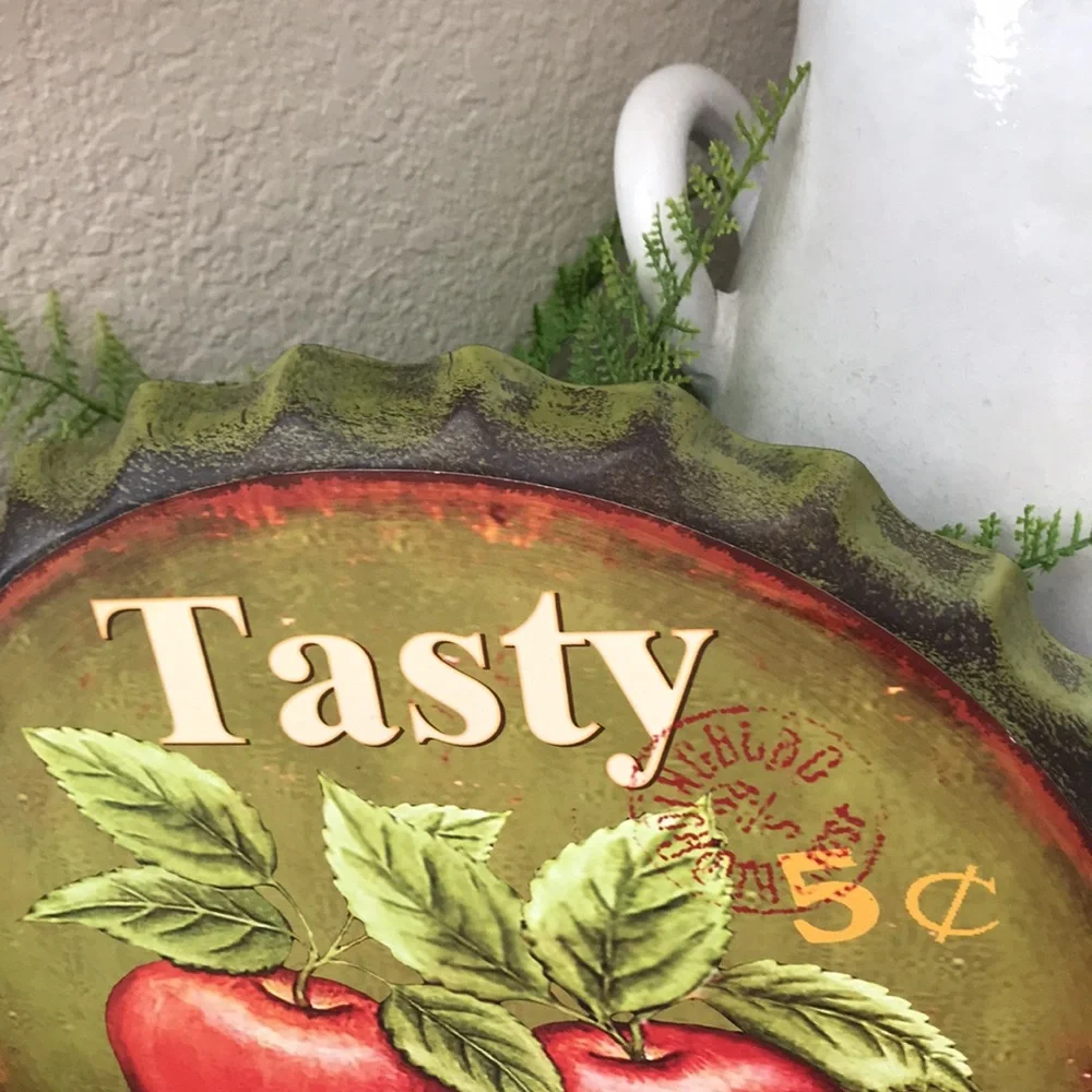 Rustic Farmhouse vintage fall harvest metal sign with Apples